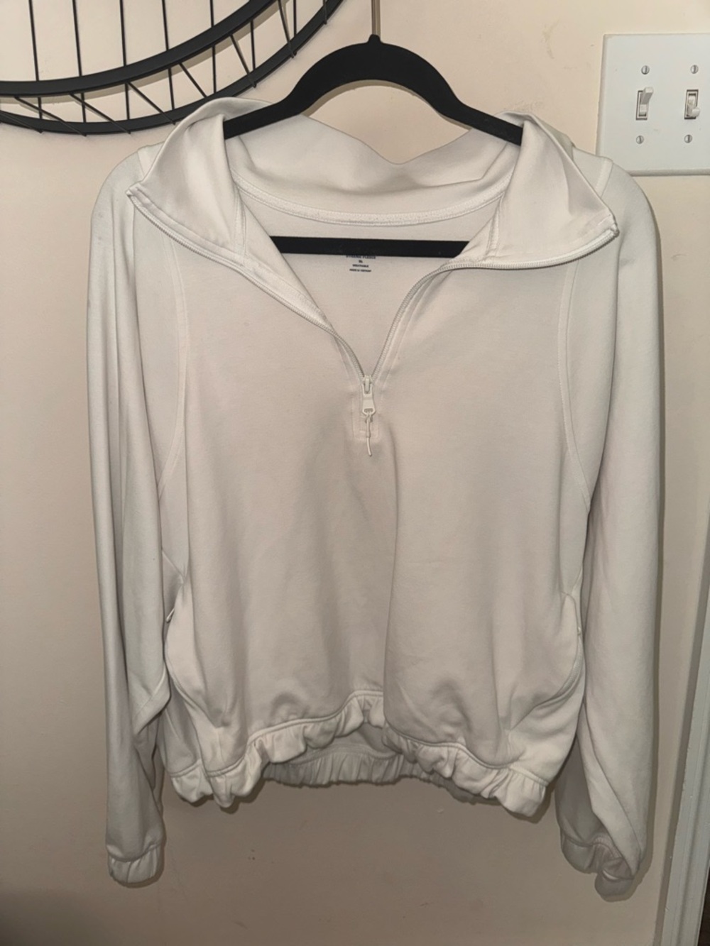 Old Navy White Half-Zip Pullover Hoodie